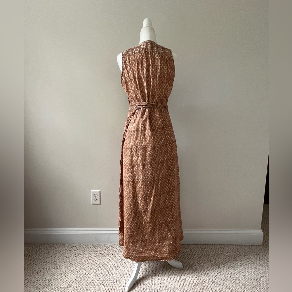 Nani Pani Mustard Block Print Cotton Wrap Dress - Picture 6 of 7